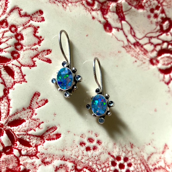 Jewelry - Vintage Mosaic Opal Earrings